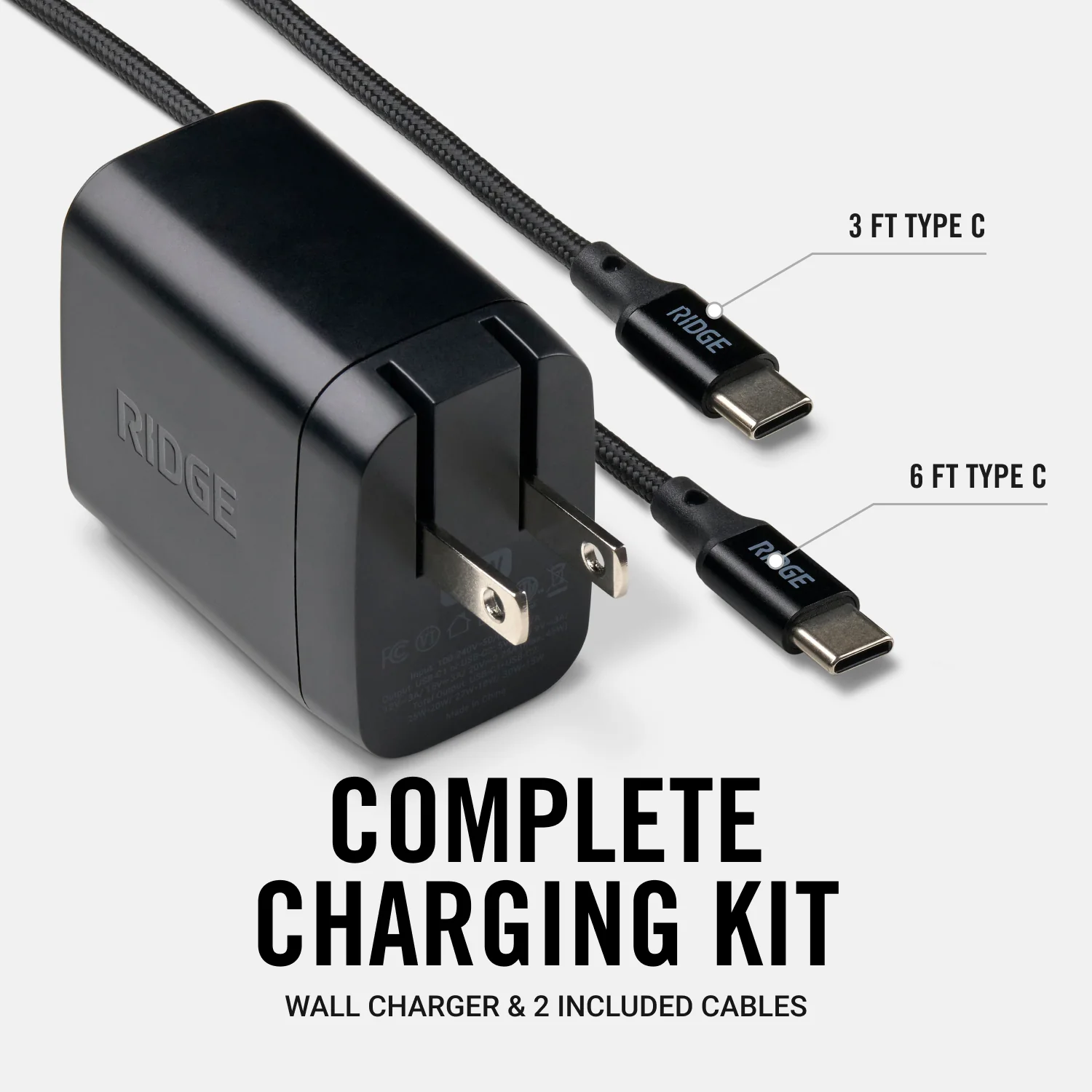 Wall Charger Set - 45W - Matte Black - Image 4