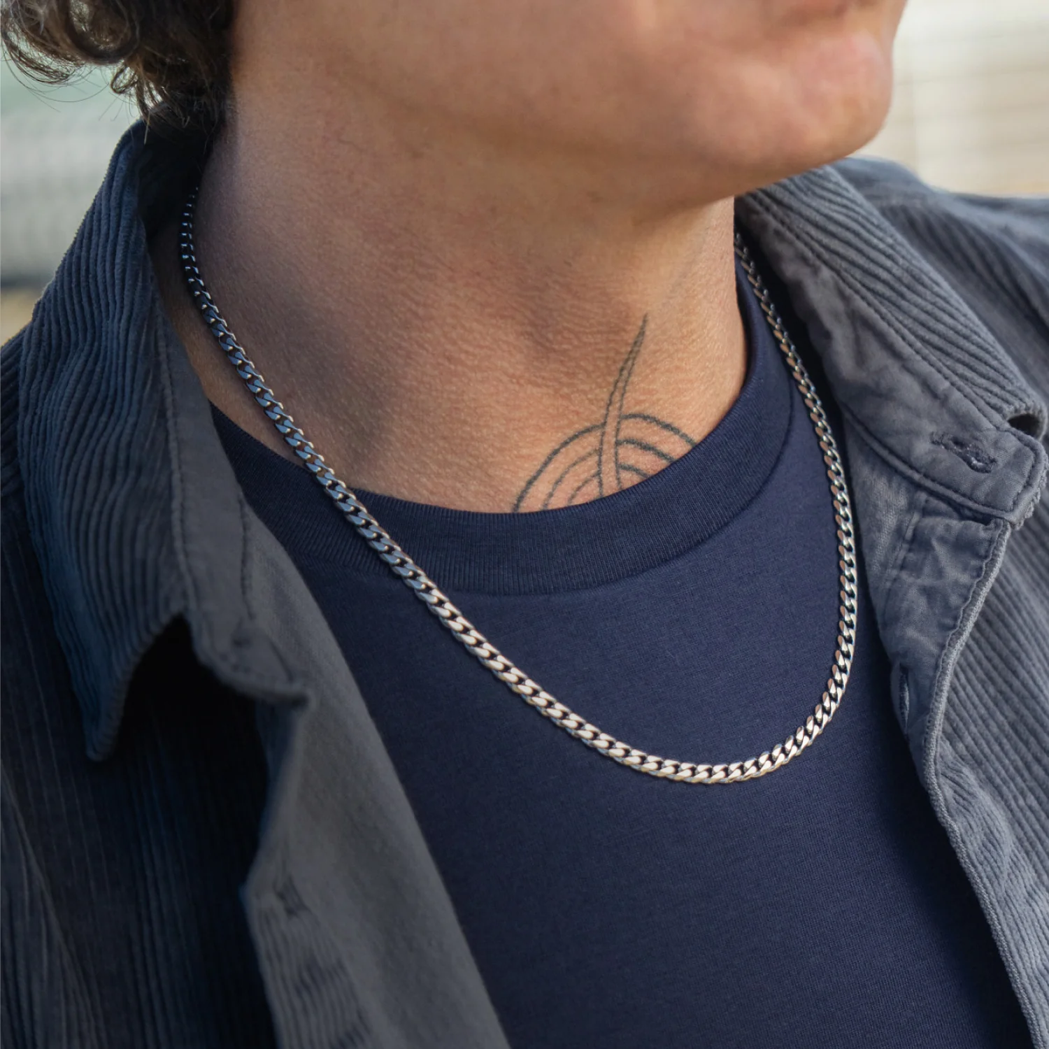 5mm Curb Chain - Platinum - 20" - Image 6
