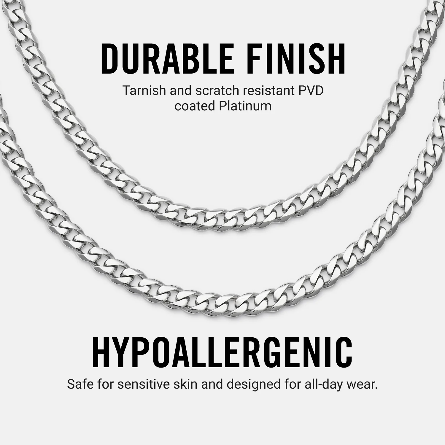 5mm Curb Chain - Platinum - 20" - Image 8