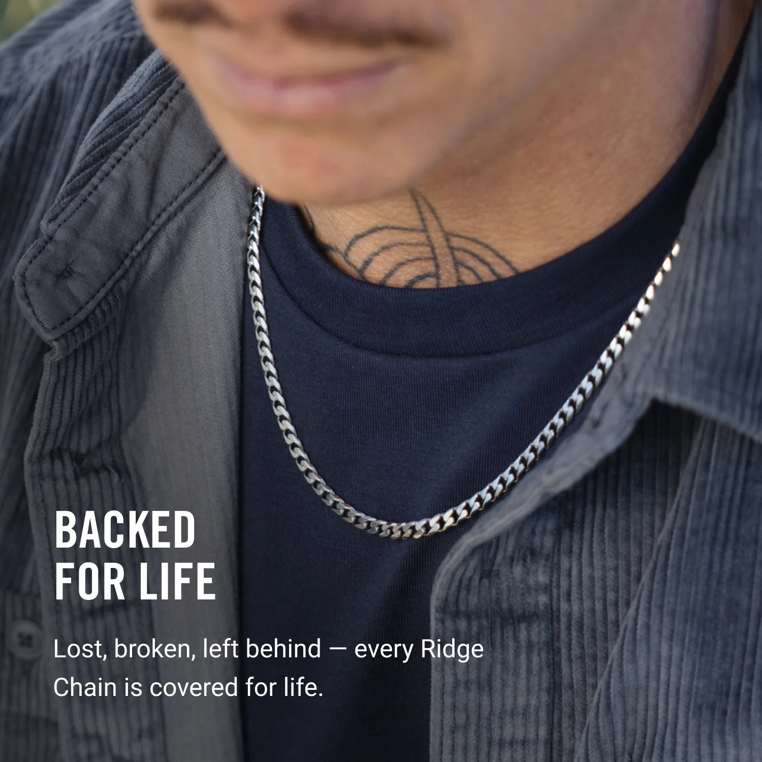 5mm Curb Chain - Platinum - 22" - Image 5