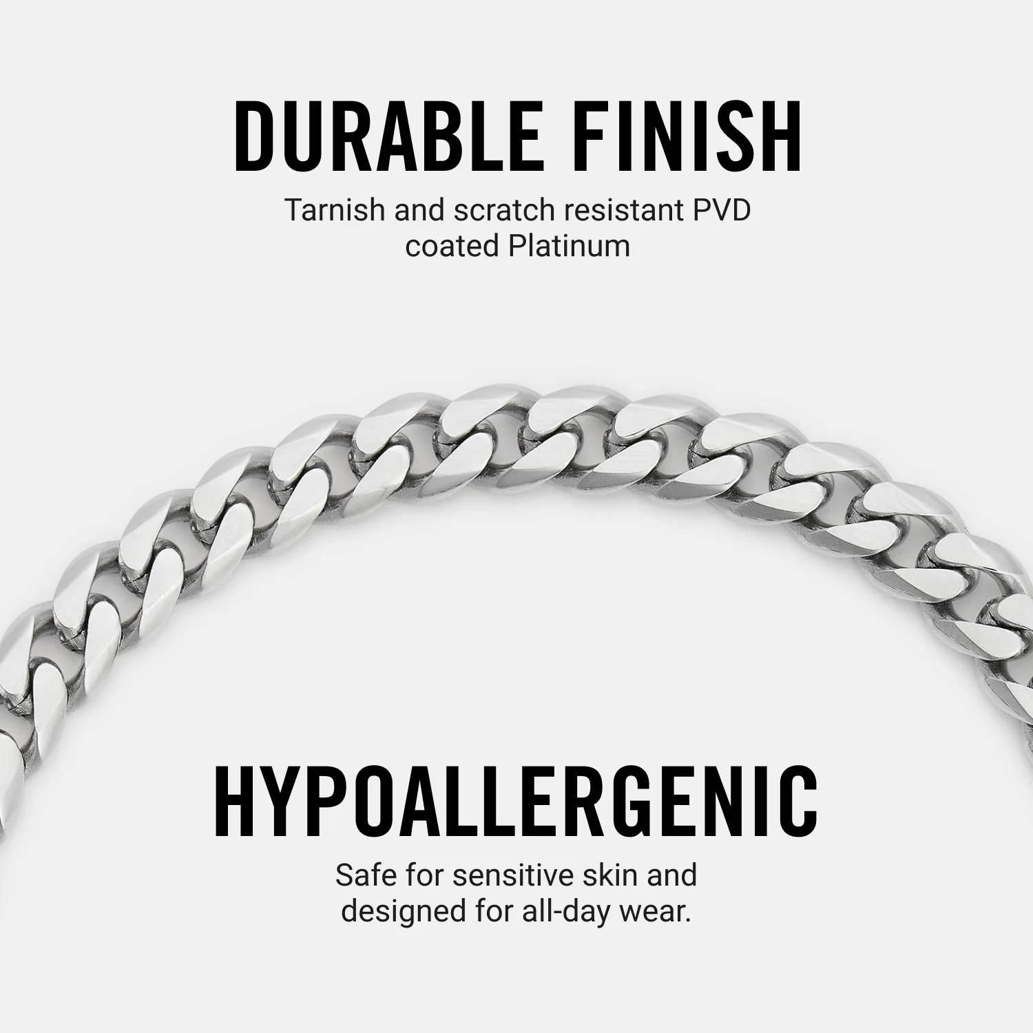 6mm Curb Bracelet - Platinum - Medium - Image 7