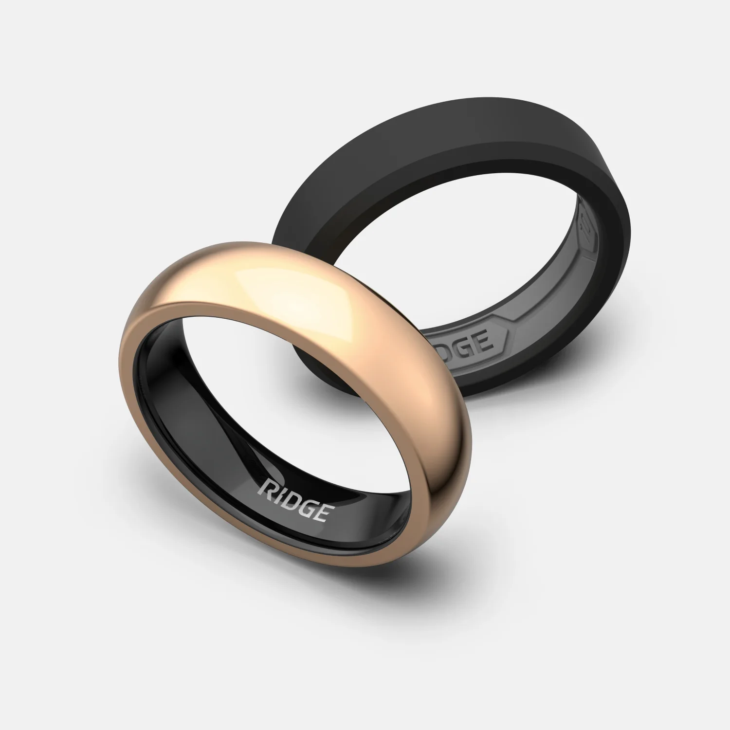 6mm Rounded Ring Set - 18K Rose Gold - Image 2