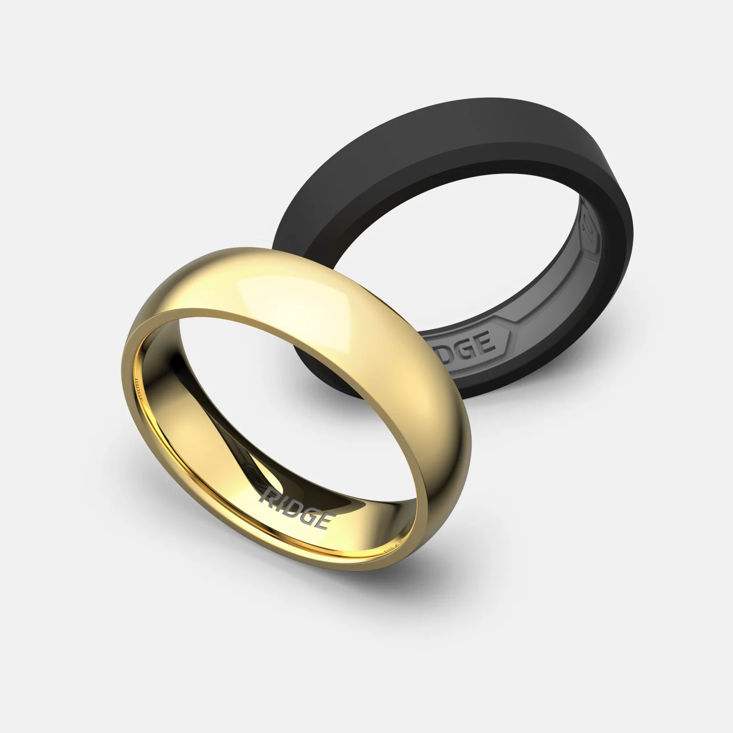 6mm Rounded Ring Set - 24K Gold - Tantalum Carbide - Image 3