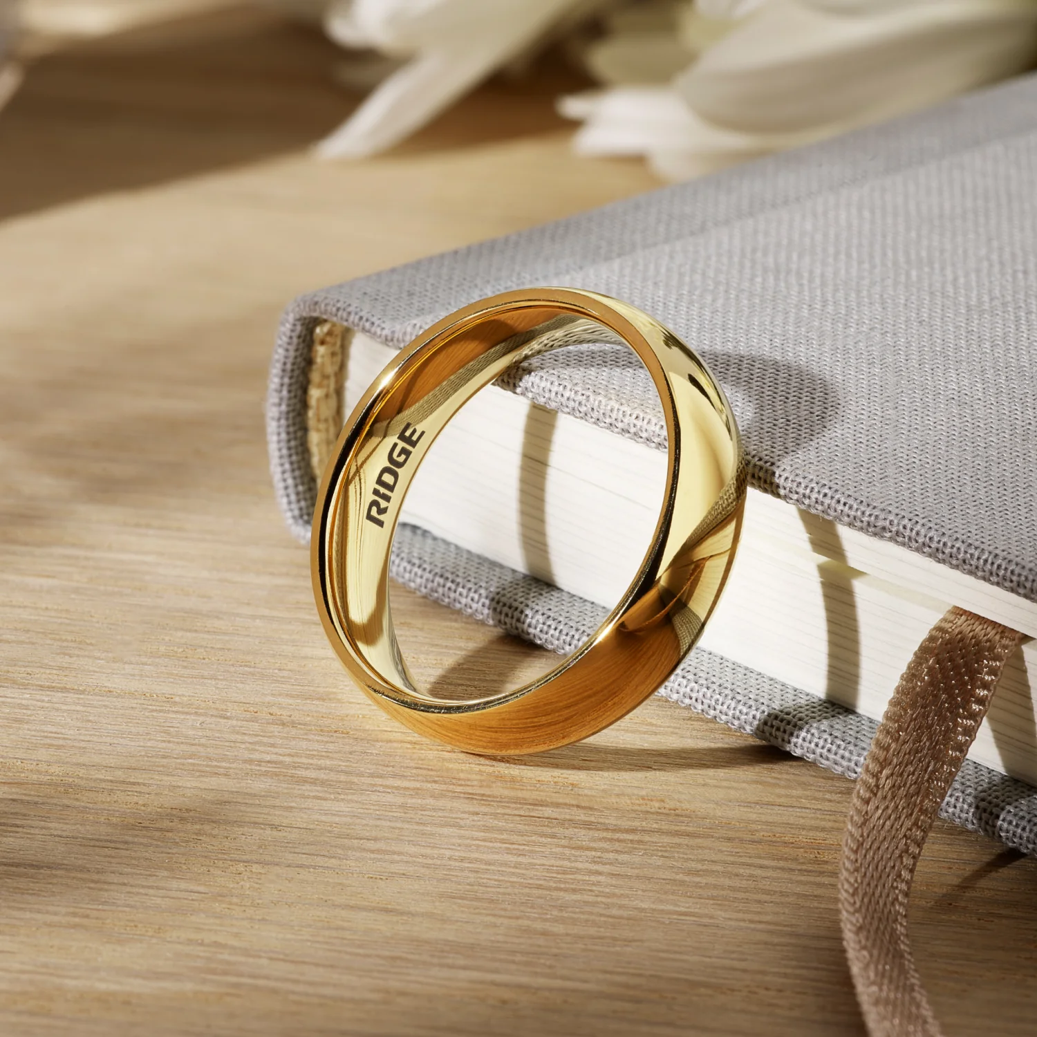 6mm Rounded Ring Set - 24K Gold - Tantalum Carbide - Image 6