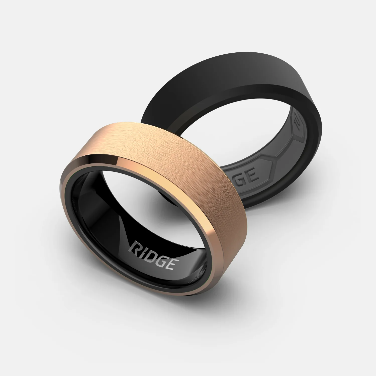 8mm Beveled Ring Set - 18K Rose Gold - Image 2