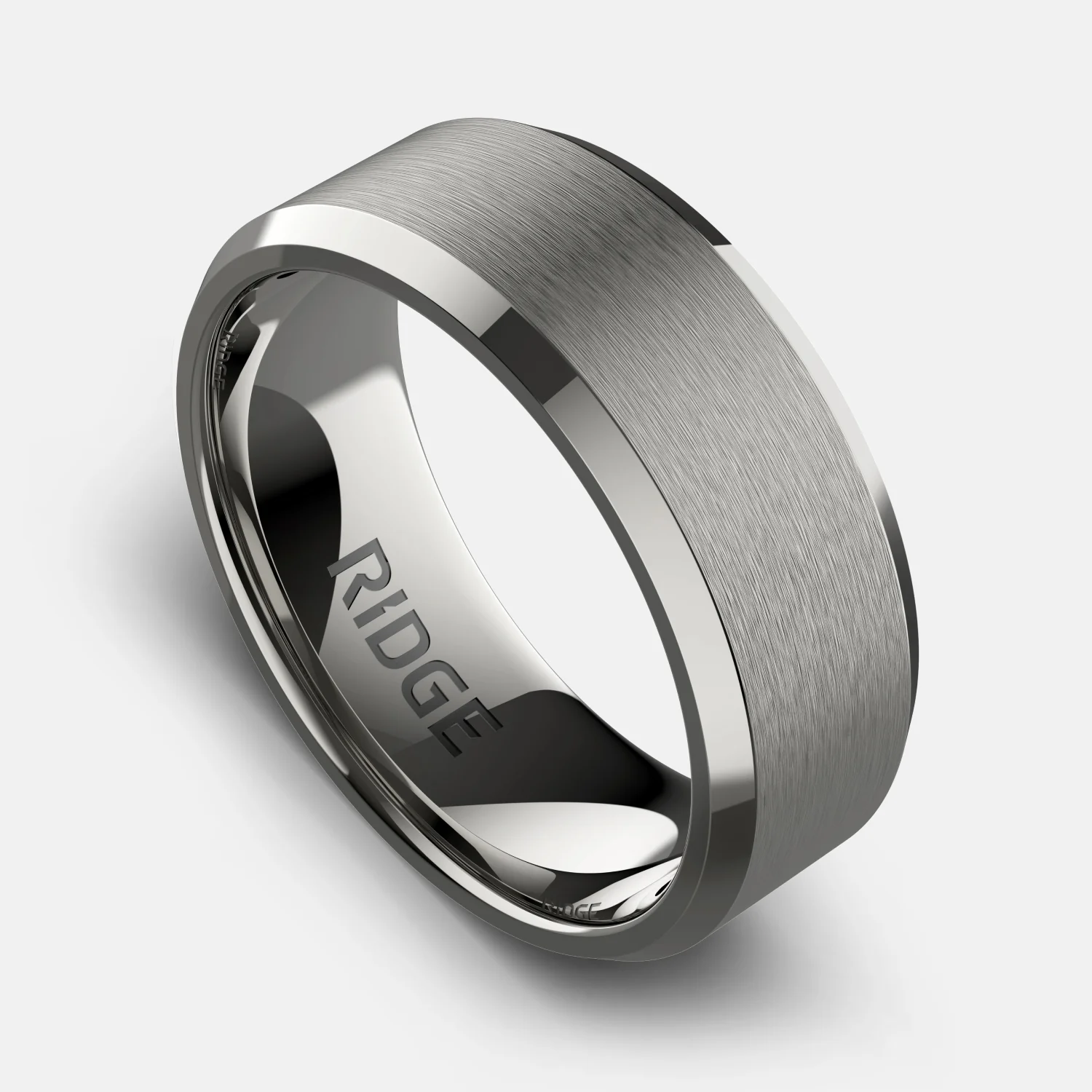 8mm Beveled Ring Set - Platinum - Tantalum Carbide