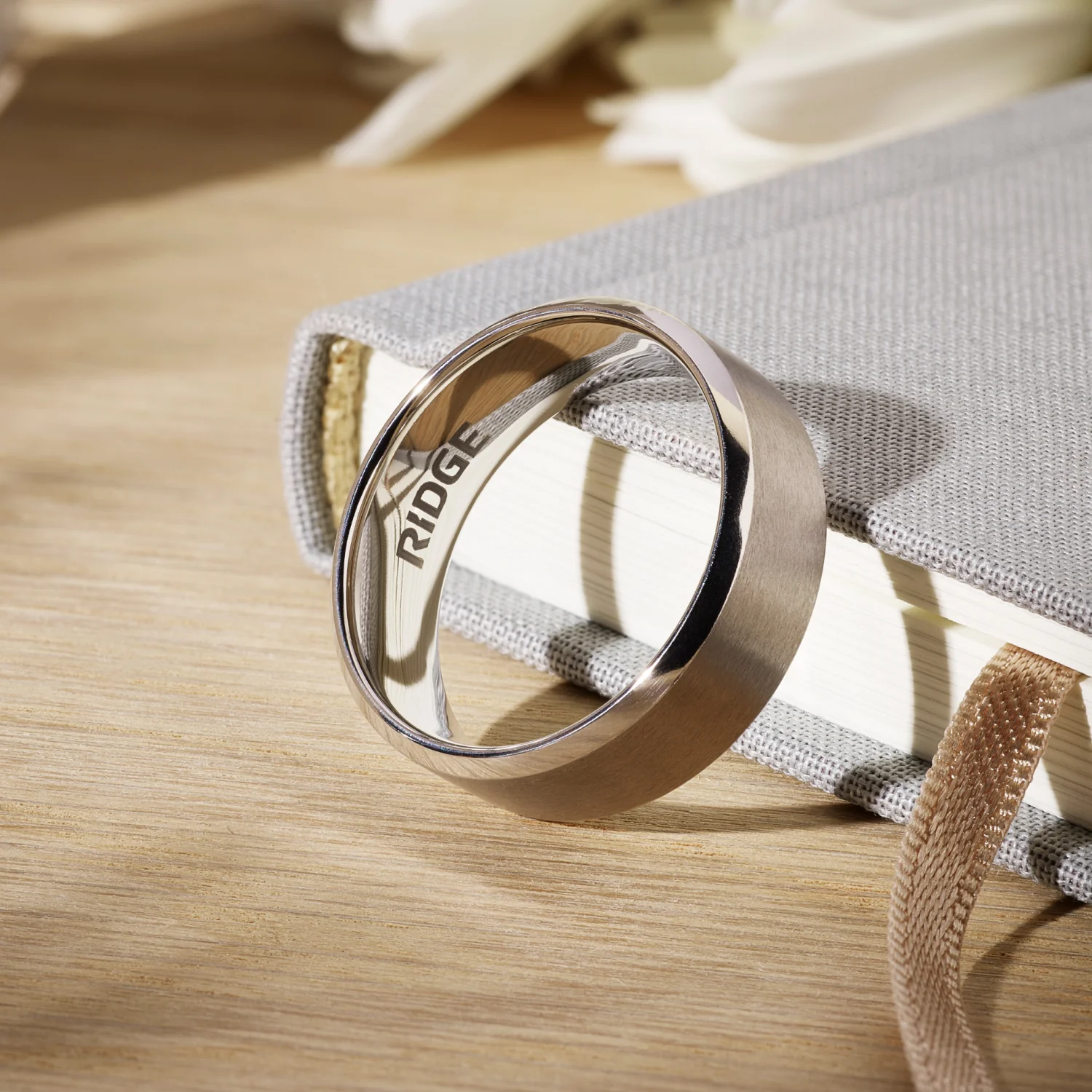 8mm Beveled Ring Set - Platinum - Tantalum Carbide - Image 6