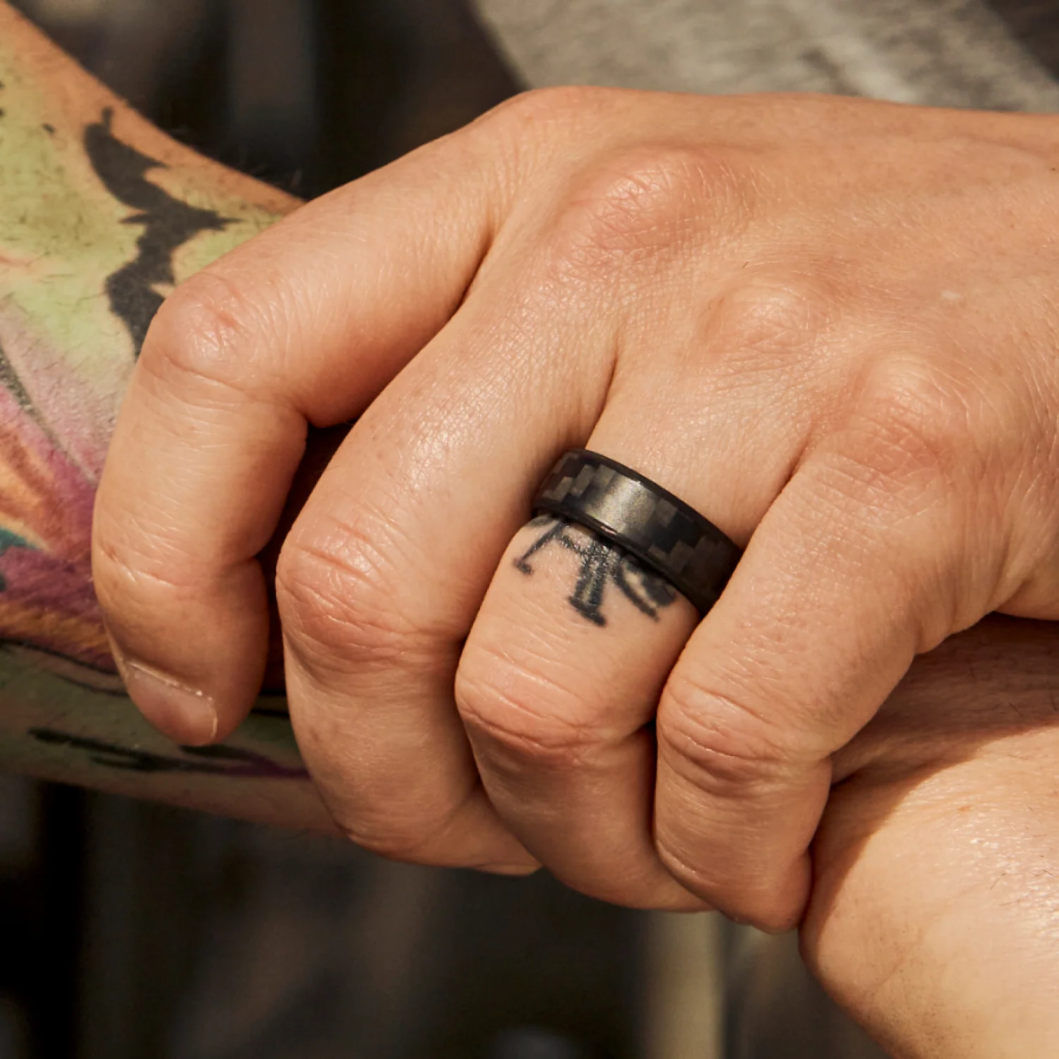 8mm Beveled Ring Set - Carbon Fiber 3K - Image 4