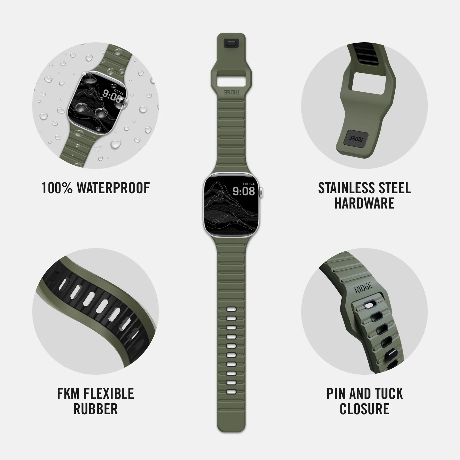 Everyday Watch Strap - Matte Olive - 41/42mm - Image 4