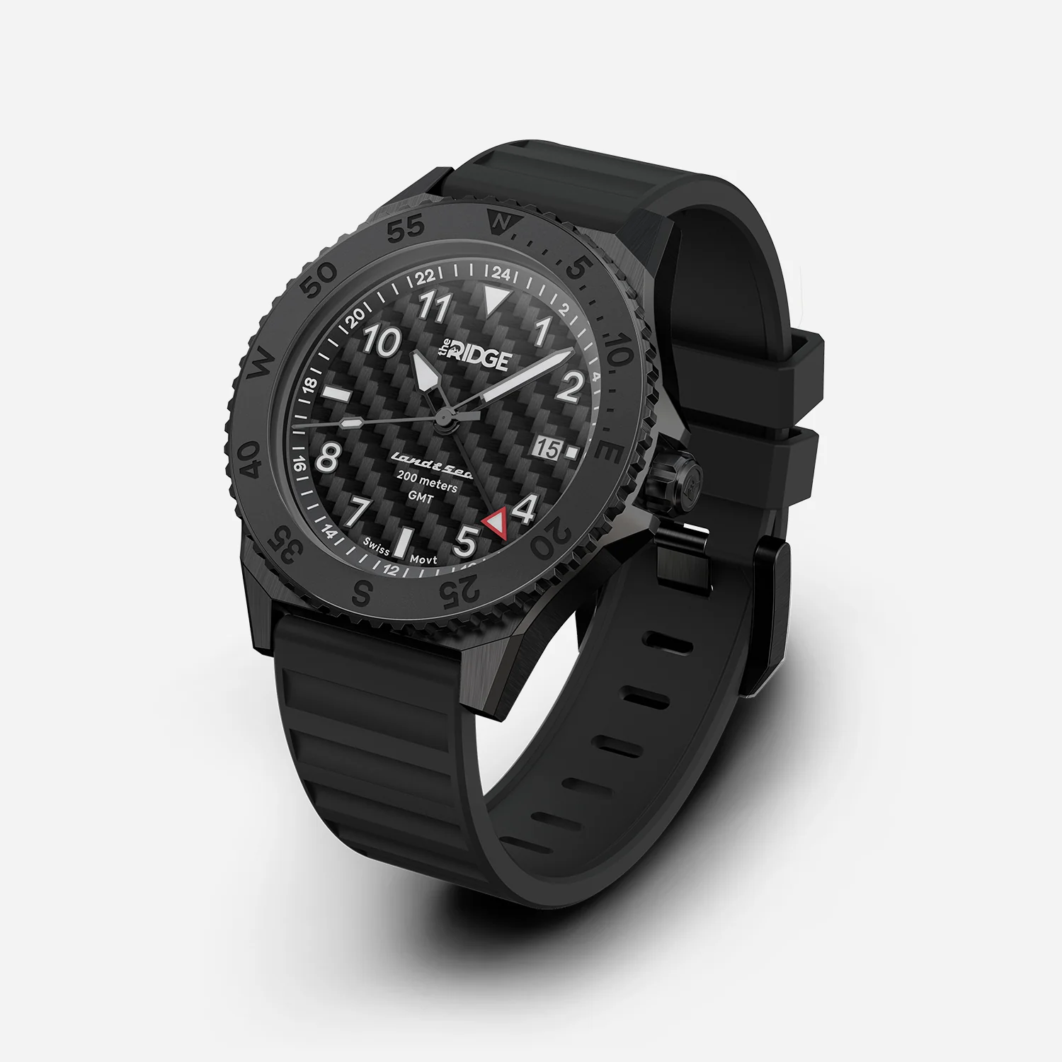 Ridge Land & Sea GMT Watch 42mm - Carbon Fiber 3k - Image 3