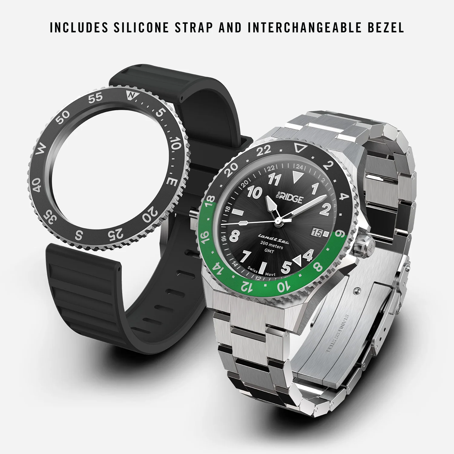 Ridge Land & Sea GMT Watch 42mm - Royal Black - Image 10