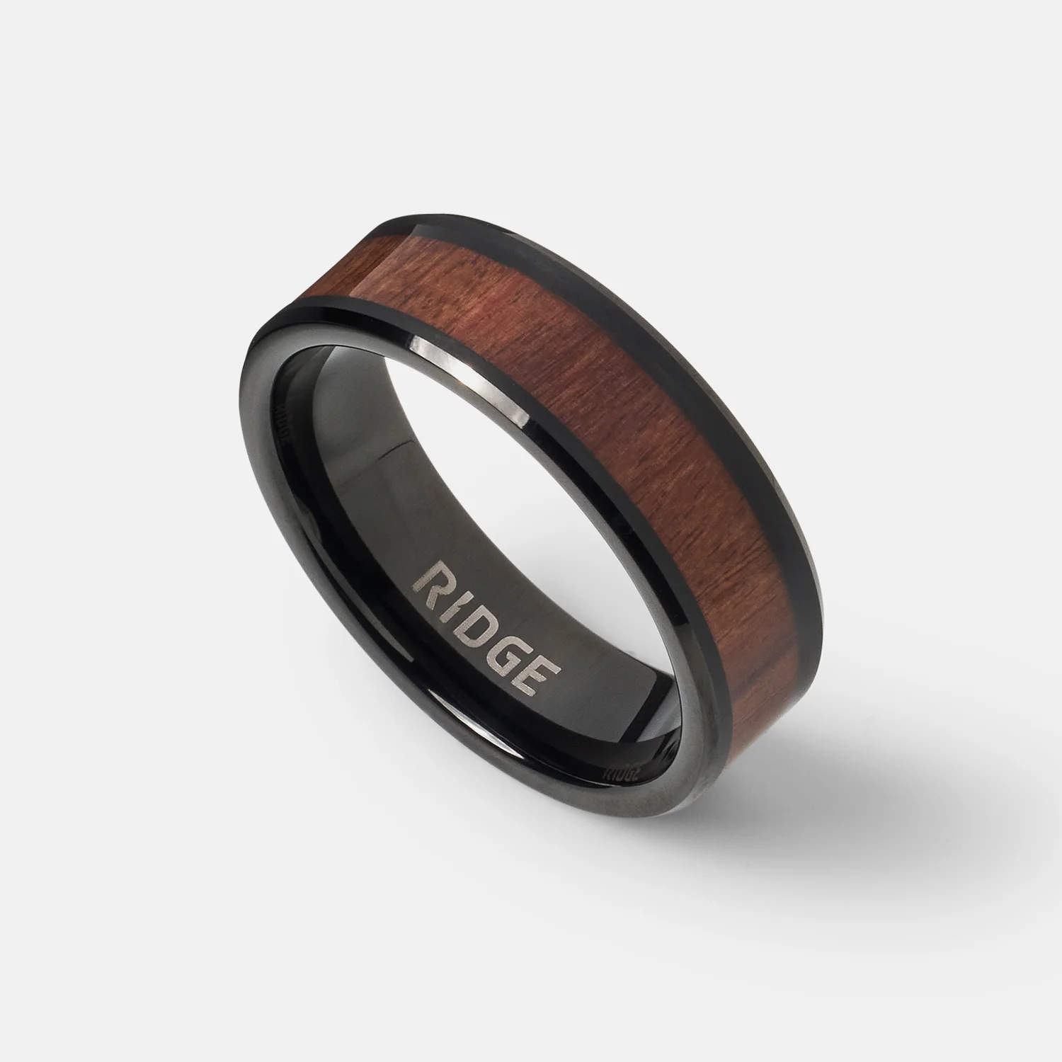 8mm Beveled Ring Set - Mopane Wood - Image 4