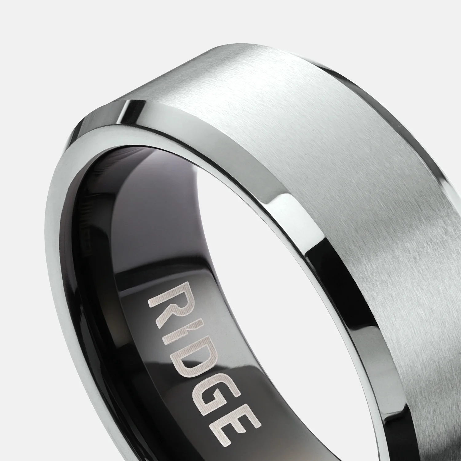 8mm Beveled Ring Set - Platinum - Image 2