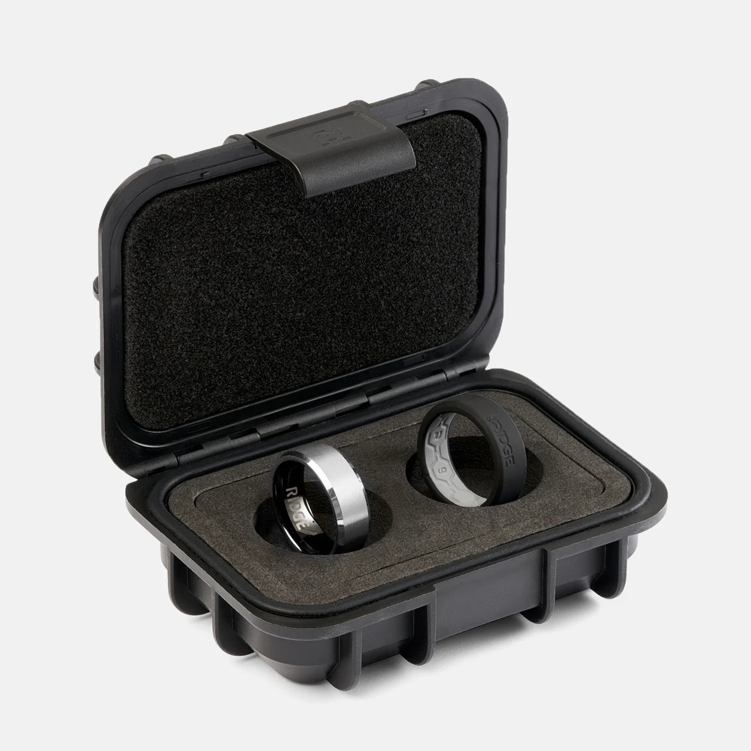 8mm Beveled Ring Set - Platinum - Image 3