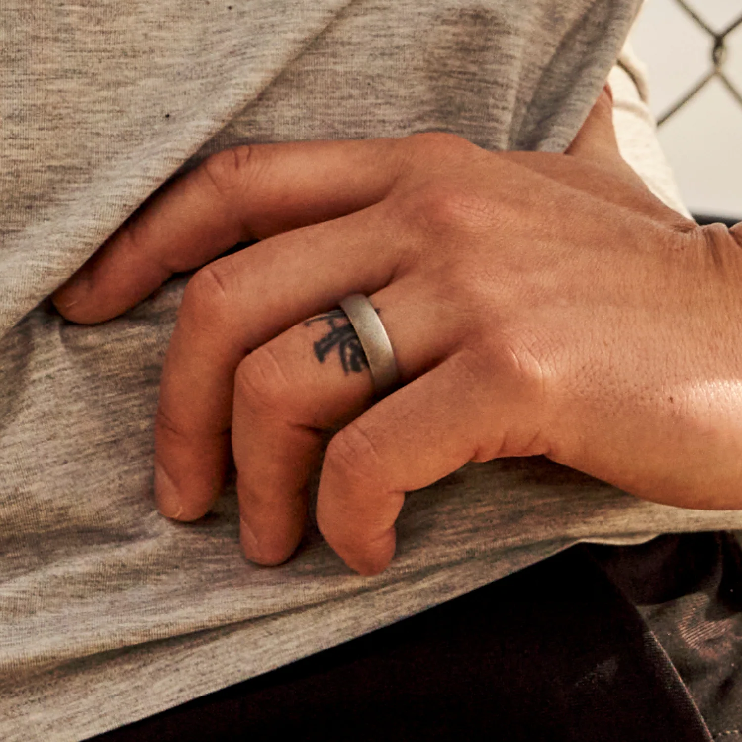 6mm Rounded Ring Set - Stonewashed Titanium - Image 4